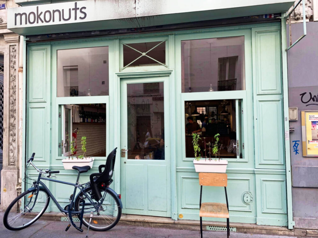 View of the beautiful tiffany blue exterior of Mokonuts