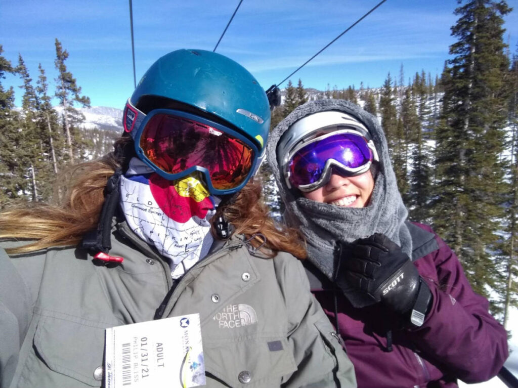 The author, Abigail Bliss with her husband at the Monarch Mountain