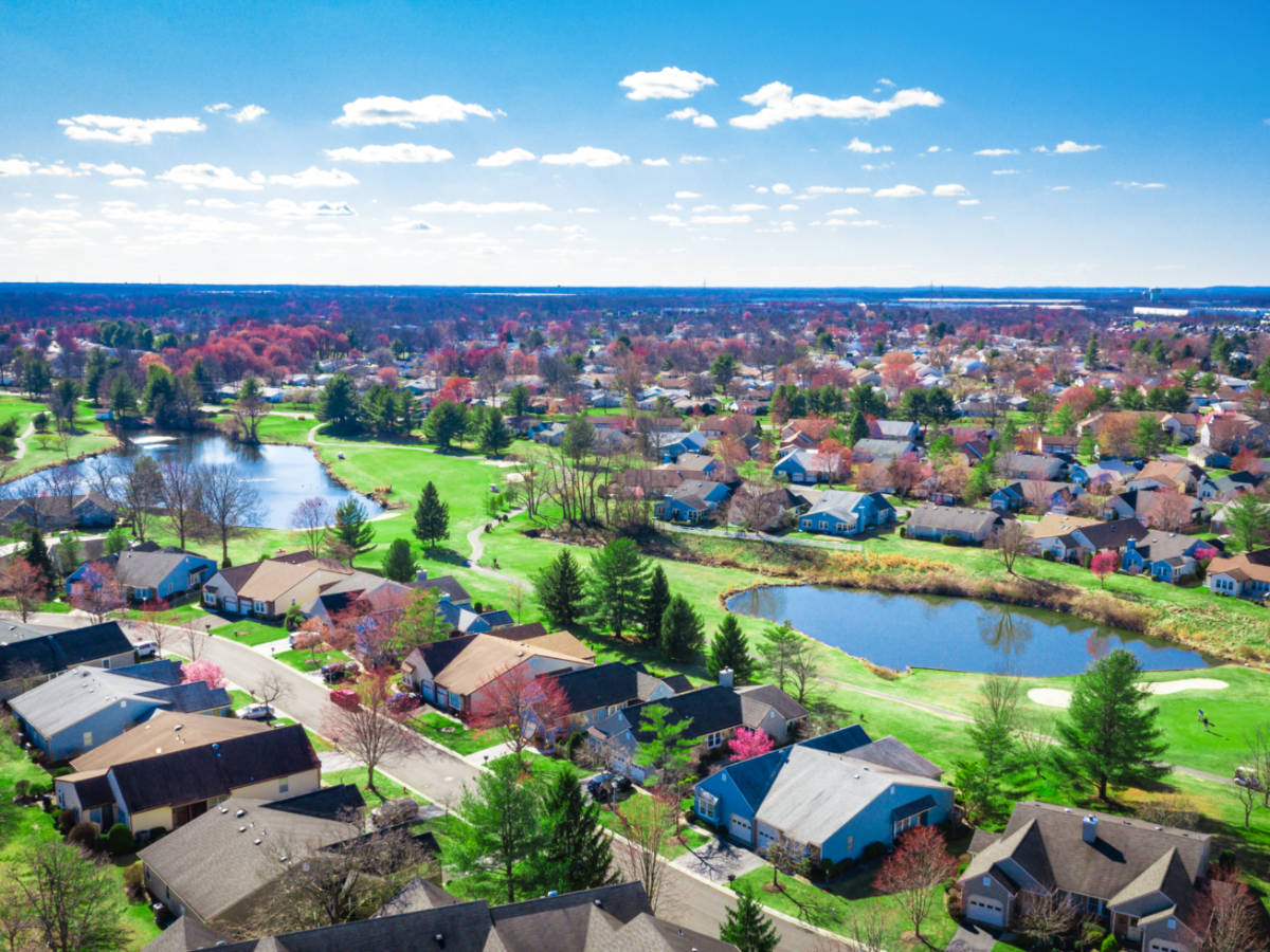 Aerial view of the residential neighborhood of Monroe