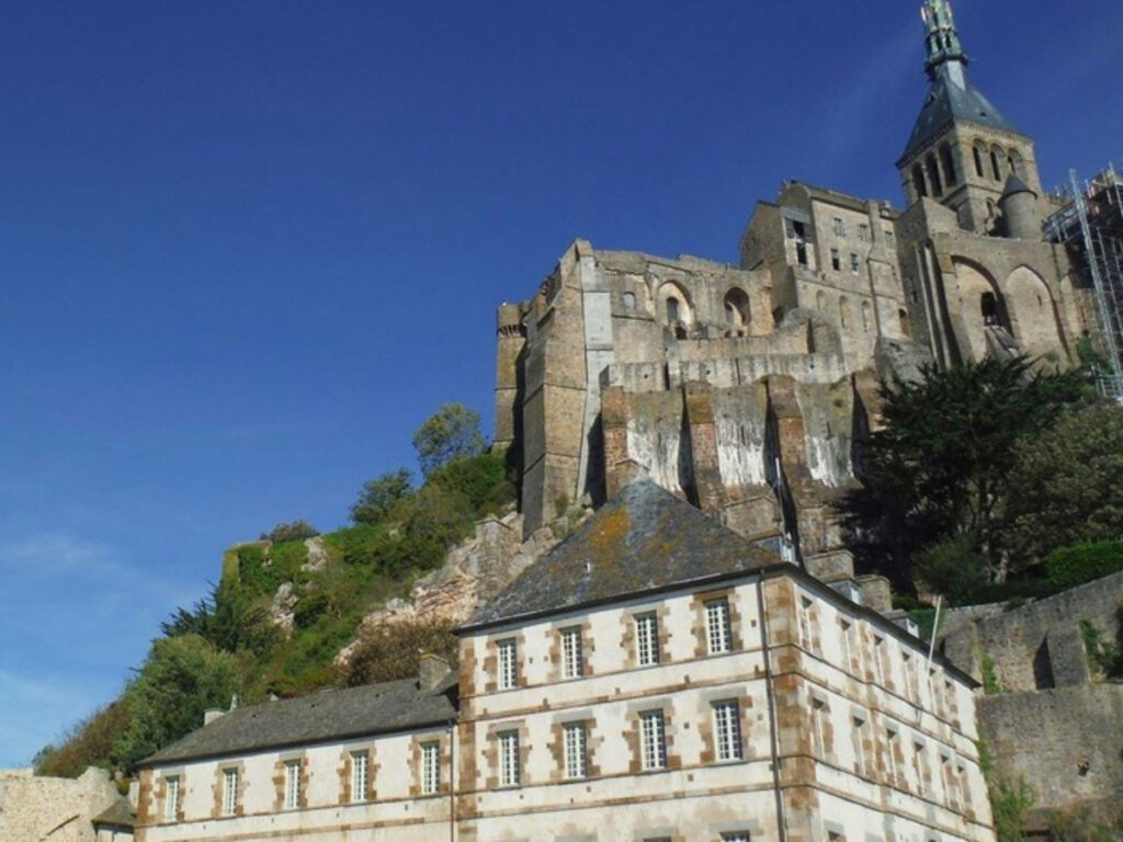 Mont Saint Michel castle sits atop a hill