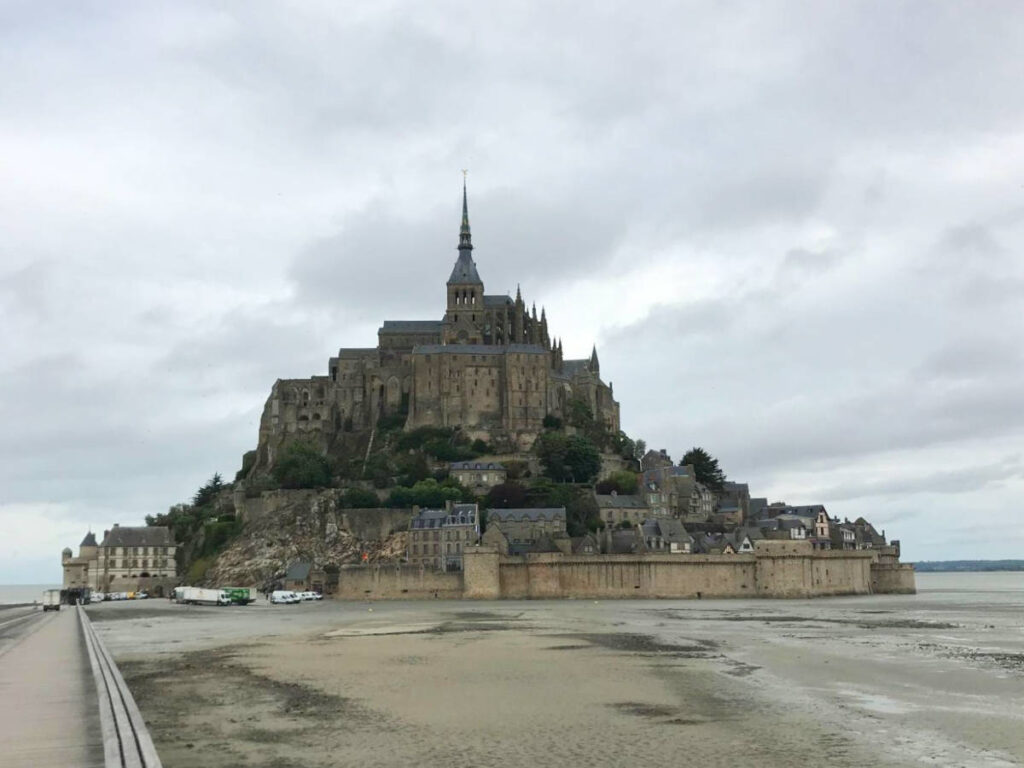 Panoramic view of the island Mont Saint-Michel on a gloomy day