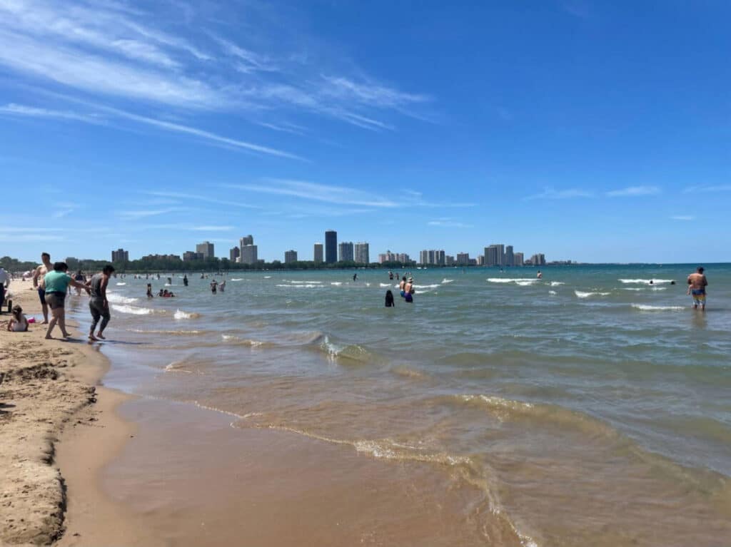 People enjoying their summer at Montrose Beach