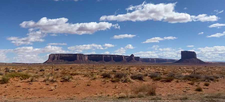 Blue sky over the Monument Valley formations in Utah