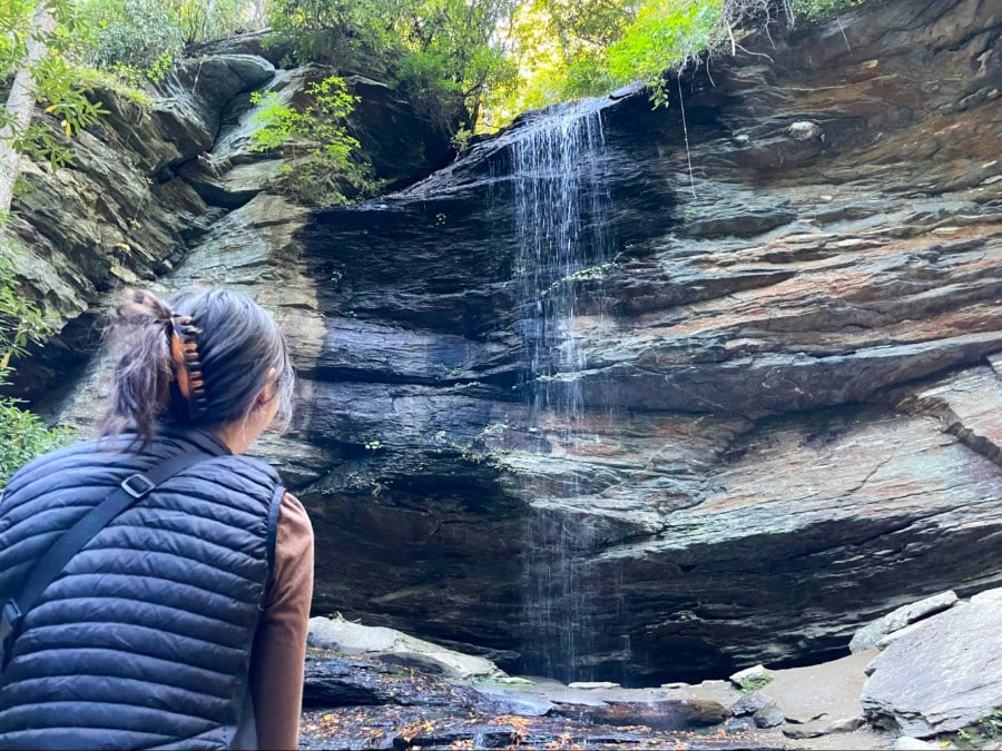 The author at Moore Cove Falls in Pisgah National Forest