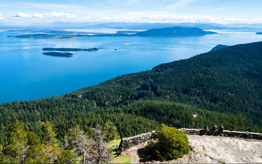 Scenic view of the islands and ocean from Mount Constitution on Orcas Island