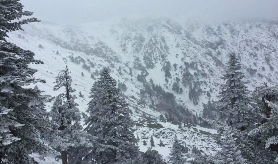 View of the snowstorm at Mount Baldy