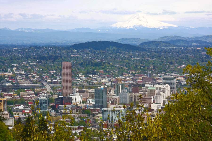 View of the Mount Hood from Downtown Portland