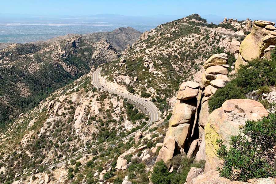 Overlooking view of a road in Mount Lemmon