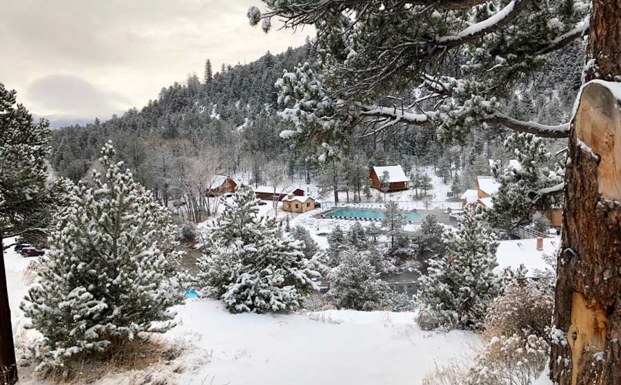 View from the Mount Princeton Hot Springs during winter