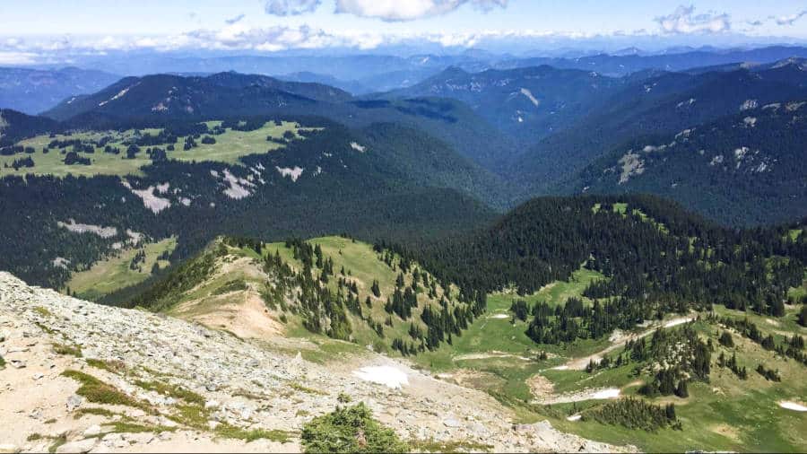 Aerial view of Mount Rainier National Park from the Fremont Lookout