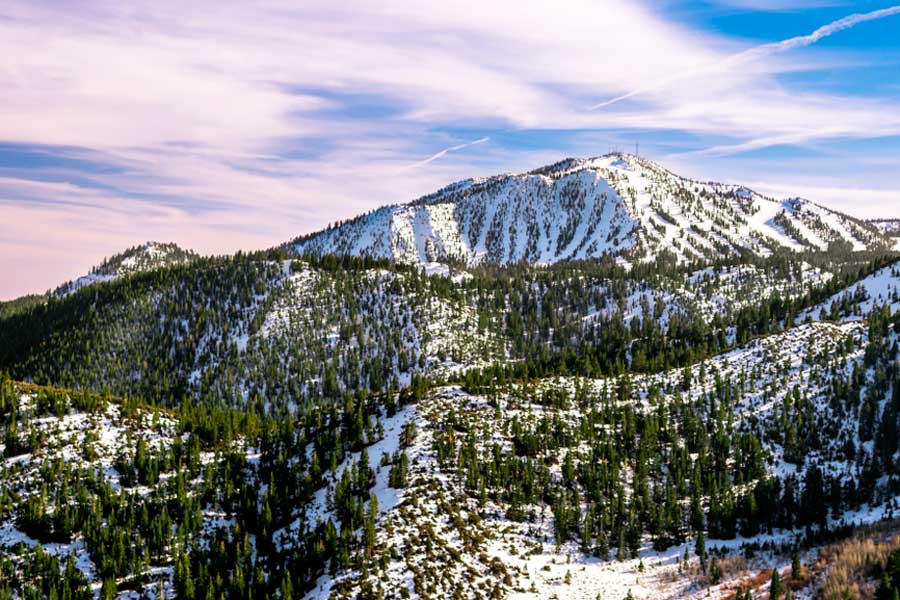 The Mount Rose Ski Resort under the clear blue sky