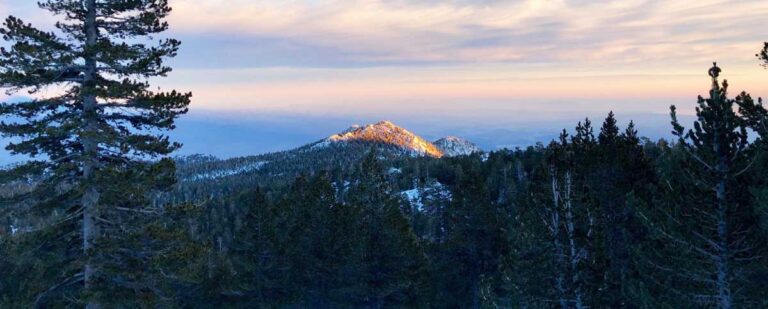 View of Mount San Jacinto from afar during sunset