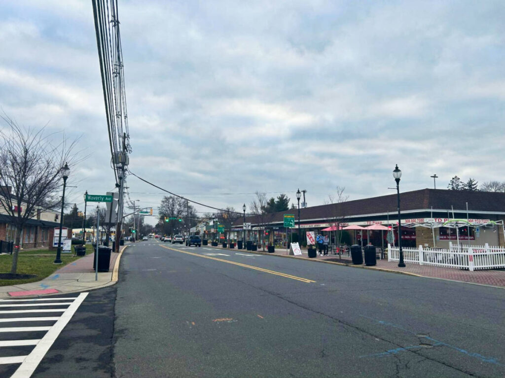 View of the restaurants along the Mountain Avenue