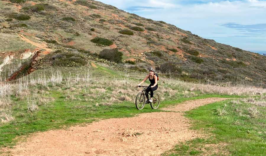 The author enjoying mountain biking