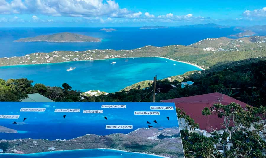 View of a mini map from the mountain top of St. Thomas