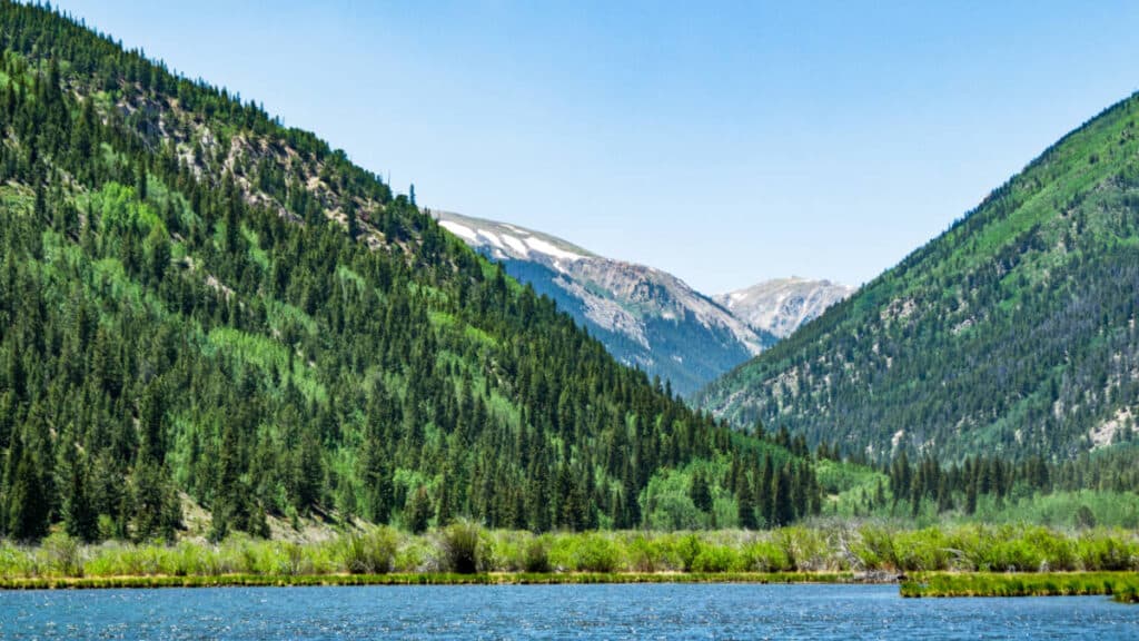 View of the lush mountains from the Cottonwood Lake