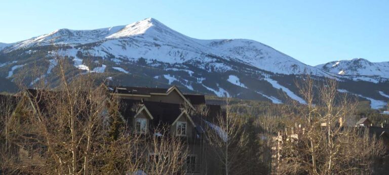 View of a mountain covered with snow during winter in Breckenridge