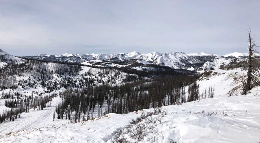 Overlooking view of the Wolf Creek Ski Area during winter season