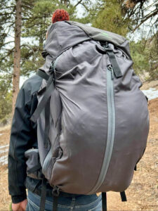 The author's husband using the Mountainsmith Apex