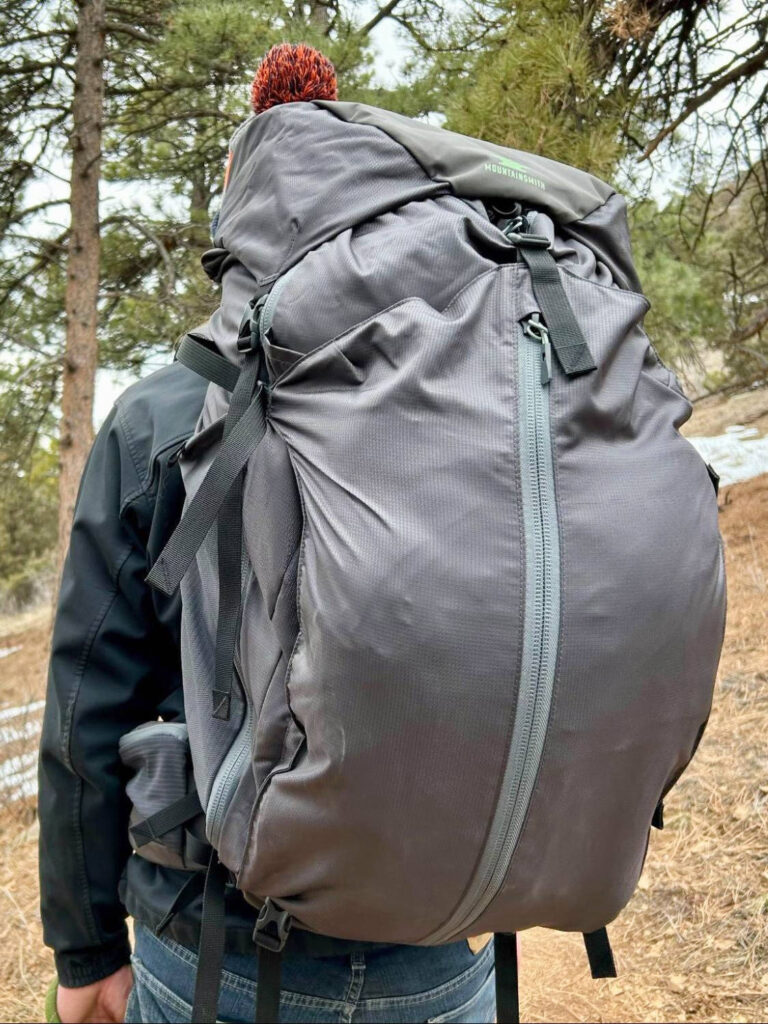 The author's husband using the Mountainsmith Apex