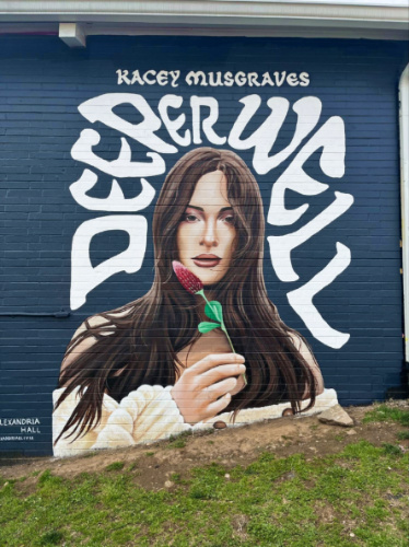 View of the mural of Kacey Musgraves at Grimey's