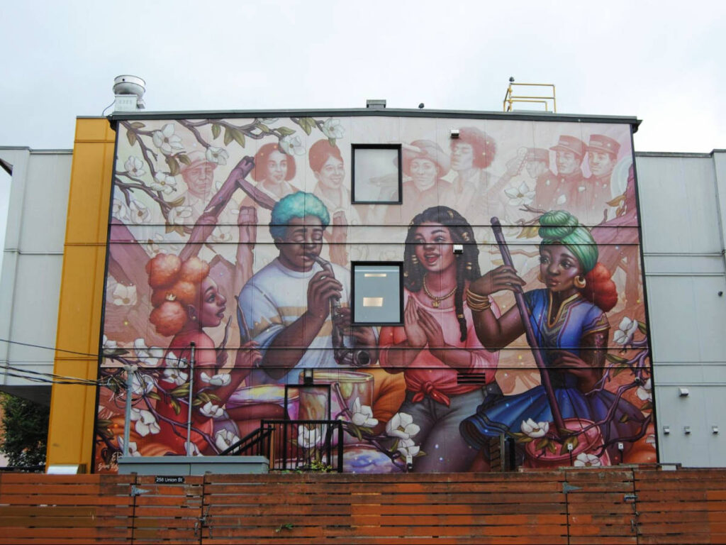 A colorful mural at the Hogan’s Alley’s Black community
