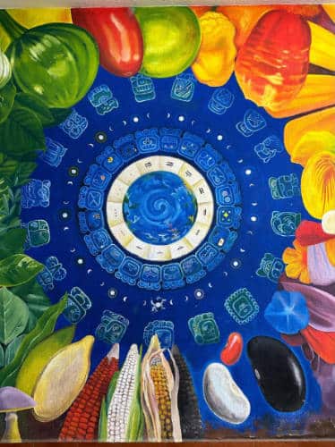 A colorful mural at the Tzunun’Ya Museum