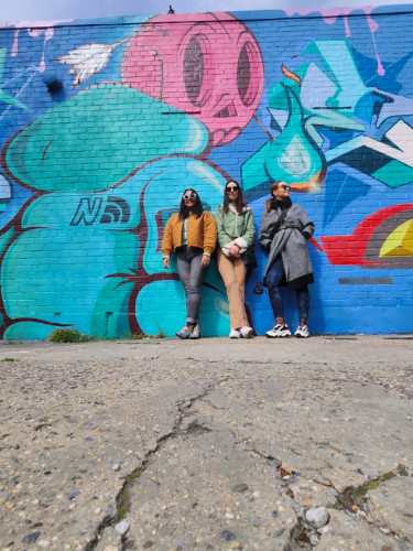 Author Niamh & friends at a mural in Brooklyn