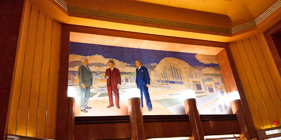 View of a mural inside the Cincinnati Museum Center