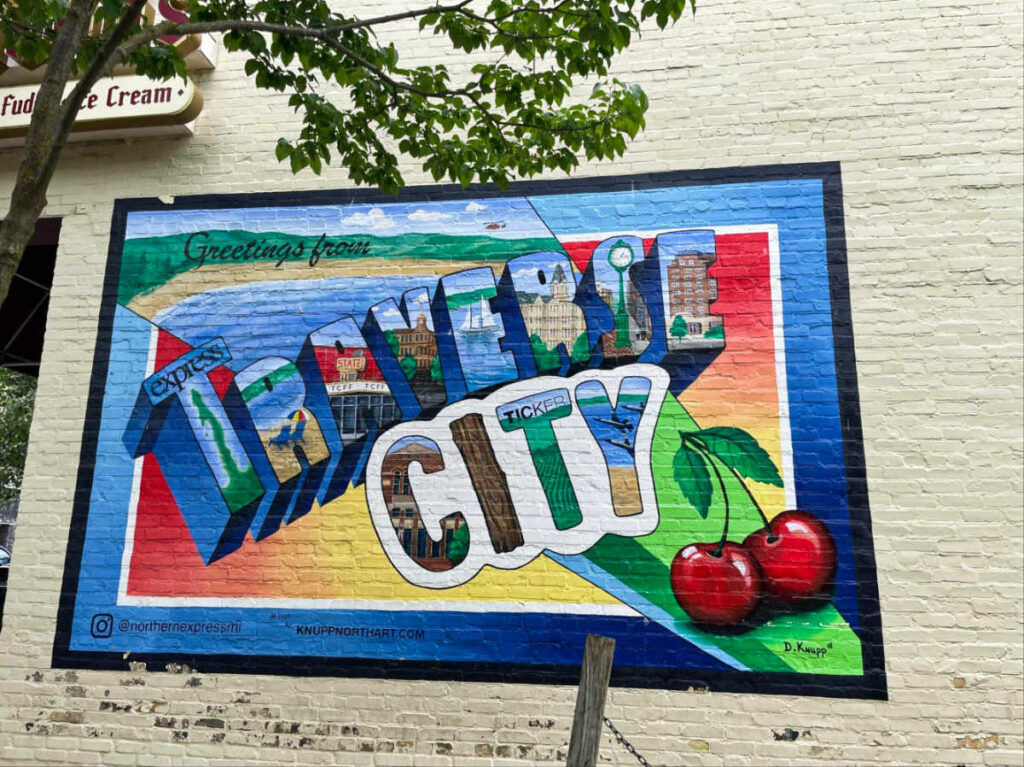 A colorful mural of Traverse City