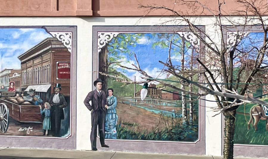 View of the mural in the historic Downtown Golden