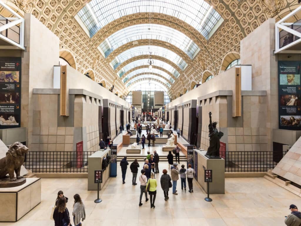 View of the crowd wondering around the art museum of Musée d'Orsay in Paris
