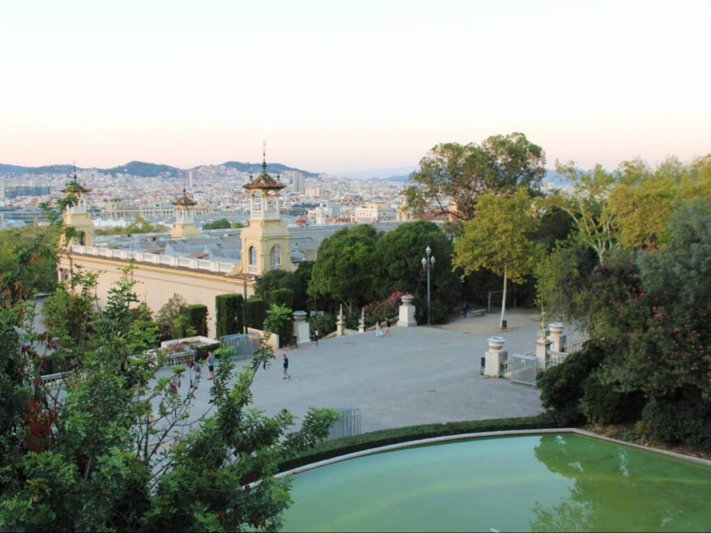 Overlooking view of Barcelona, Spain from the Museu Nacional d'Art de Cataluny