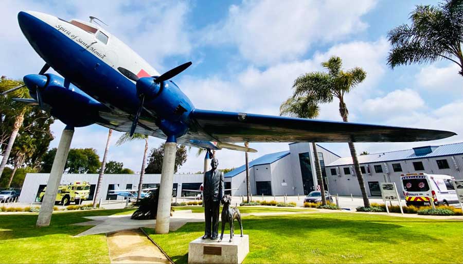 An aircraft displayed outside the Museum of Flying