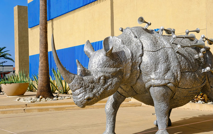 A rhino statue in Museum of Latin American Arts
