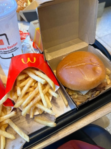 Fries and sandwich from the McDonald's Global Headquarters