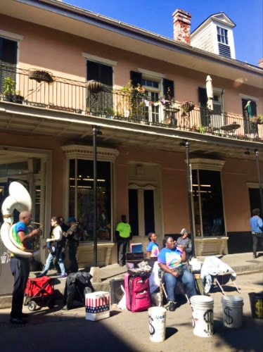 View of the musicians performing at the French Quarter