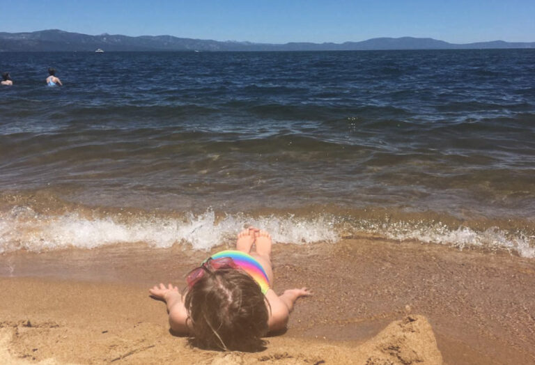 A little girl enjoying her time on a beach