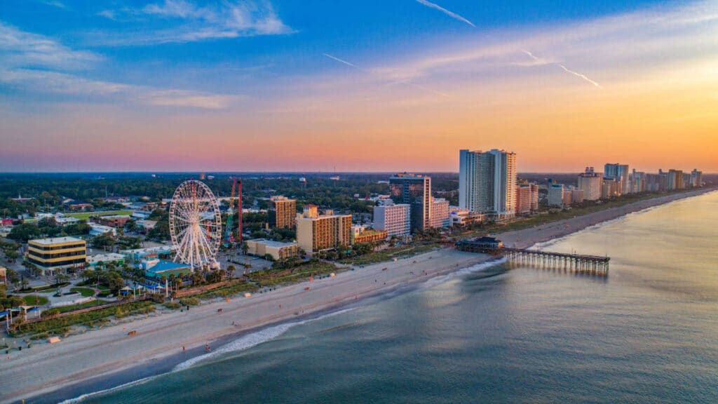Colorful sky over Myrtle Beach during sunset