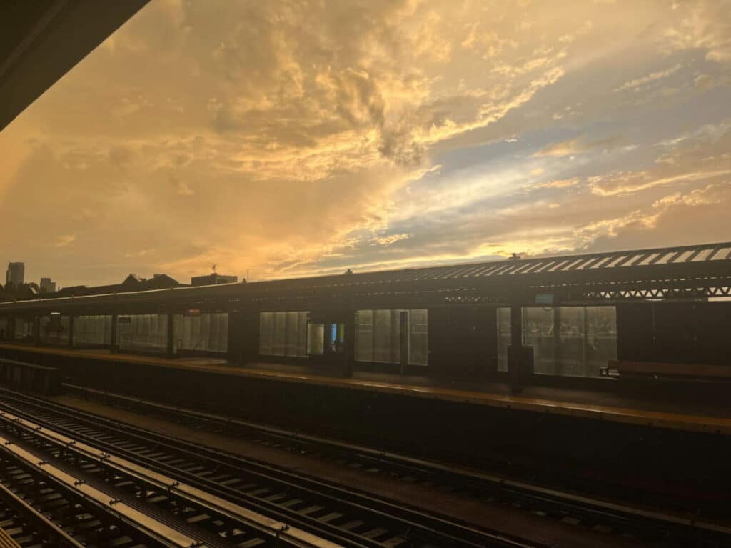 View at the NYC Subway during sunset