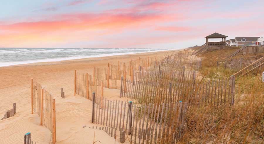Colorful sky over the Nags Head Beach