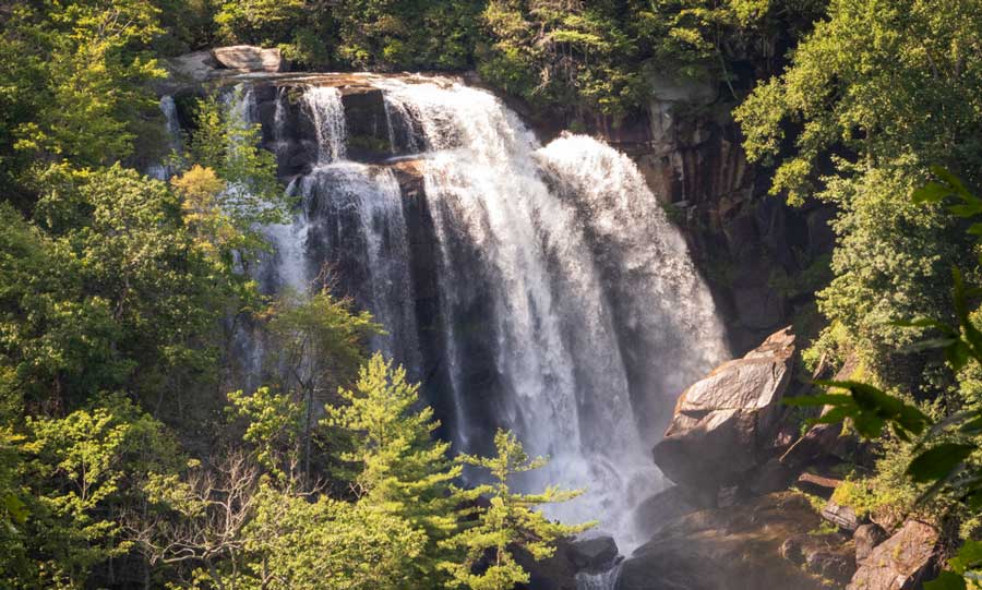 Overlooking view of the Whitewater falls in Nantahala National Forest