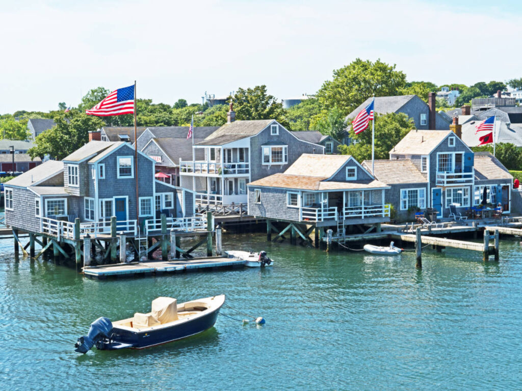 View of houses at the Nantucket Harbor