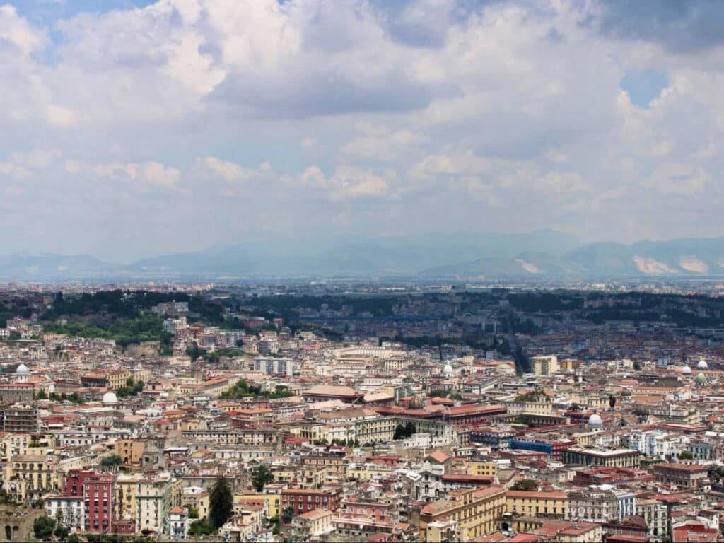 Aerial view of the cityscape of Naples
