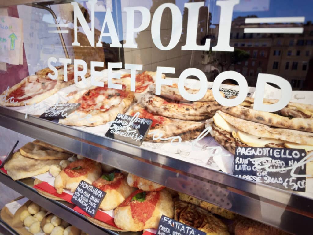 View of the displayed food from the Naples Street Food