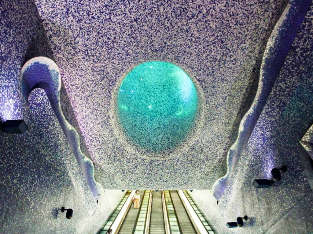View of the unique art installation inside the Naples Subway System