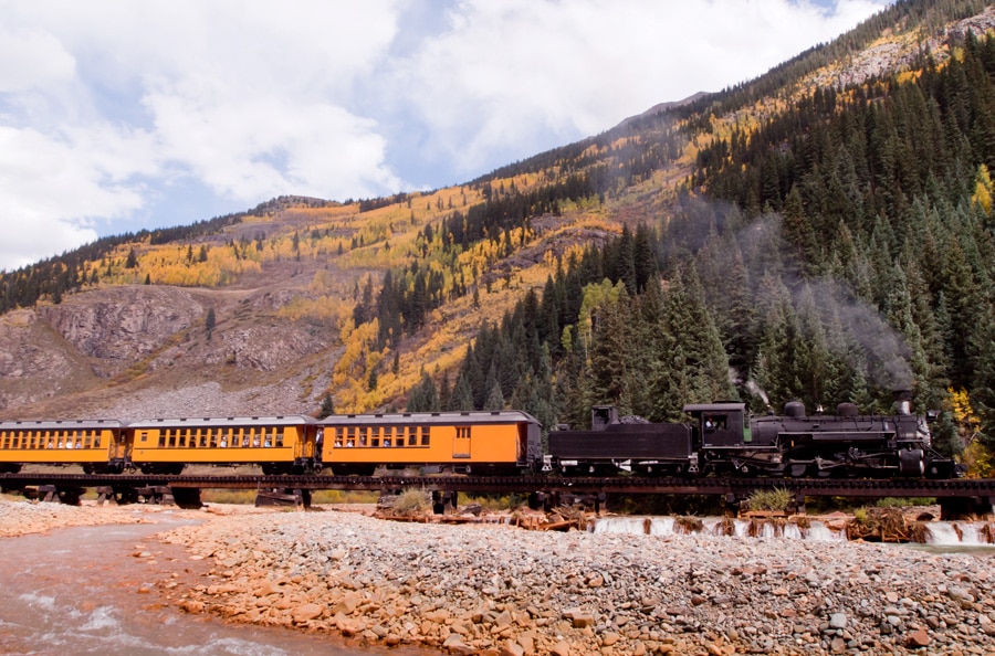 View of a Silverton narrow gauge train