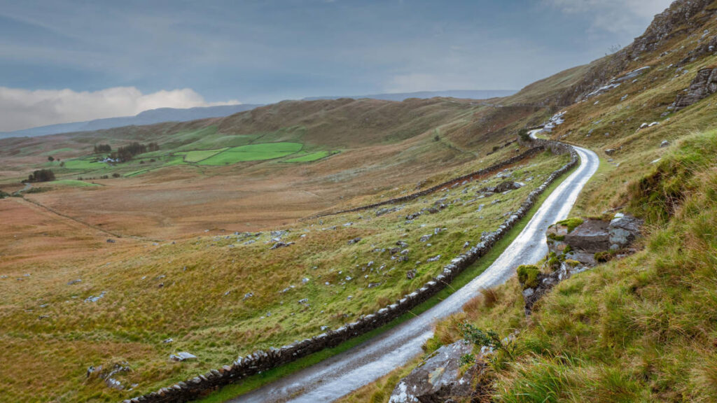 View of a narrow road on the countryside of Dublin