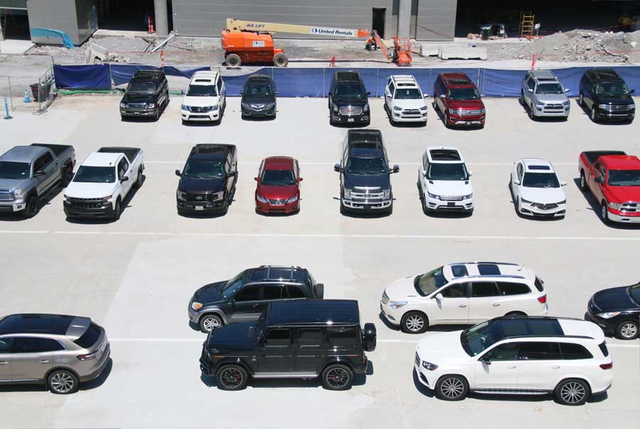 Cars parked on the parking lot in Nashville International Airport