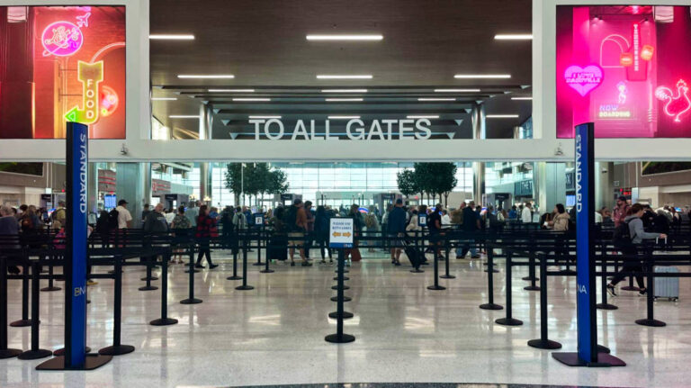 View inside the security checkpoint at Nashville International Airport